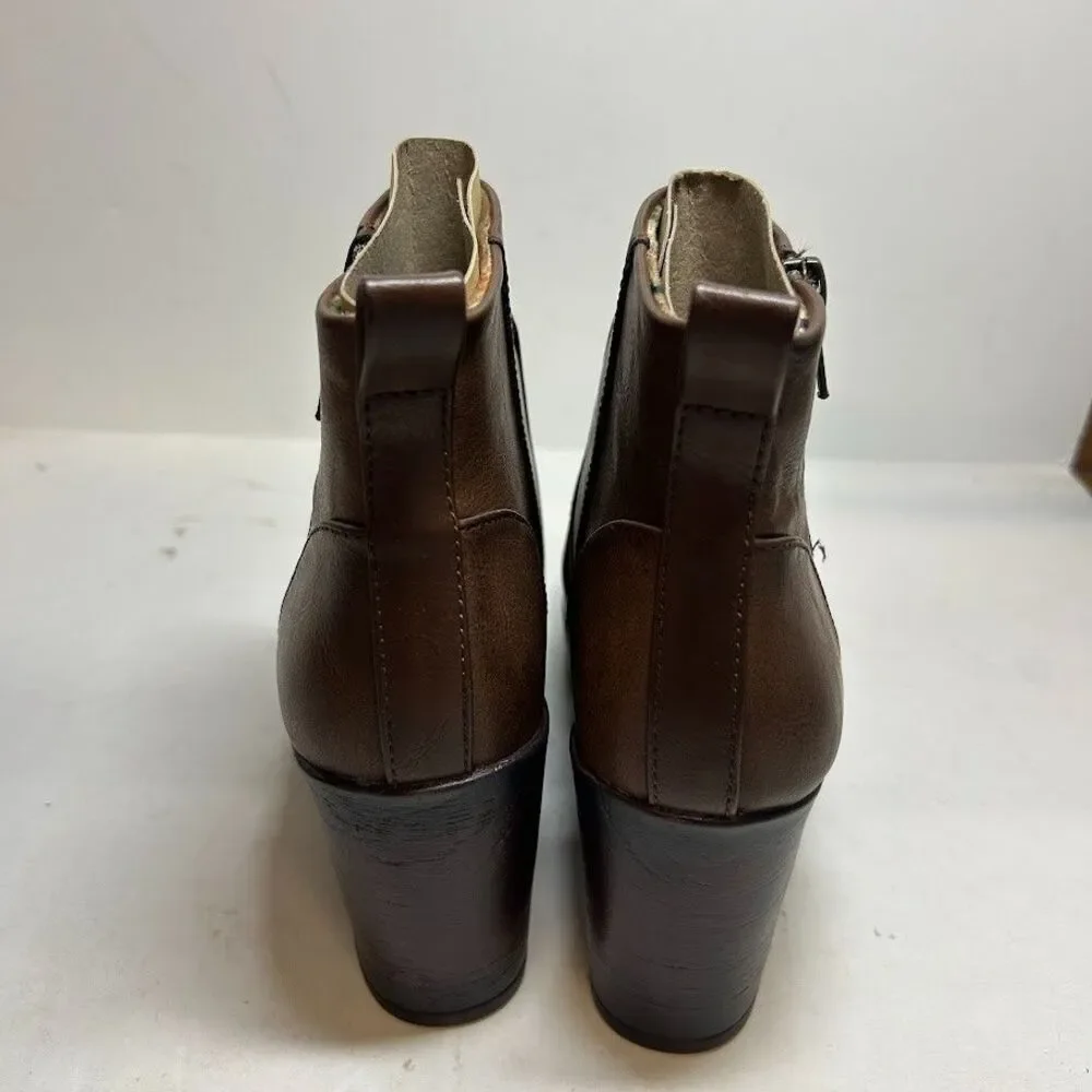b.o.c Womens 6.5 M Dark Brown Blakelynn Platform Wedge Ankle Booties NIB QV4